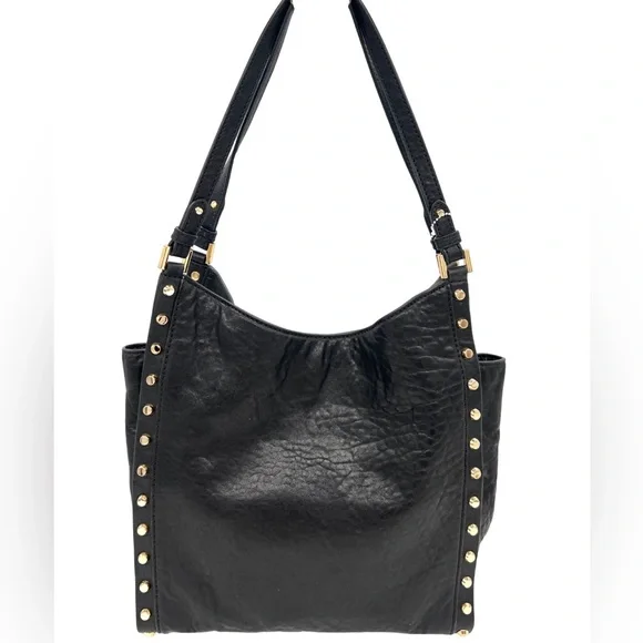 Michael Kors Black Studded Leather Hobo Bag - Picture 3 of 13
